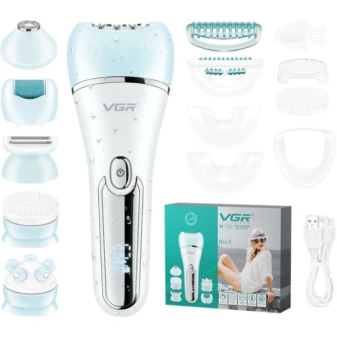 اپیلاتور ۶ کاره وی جی آر مدل V-733 ضد آب
