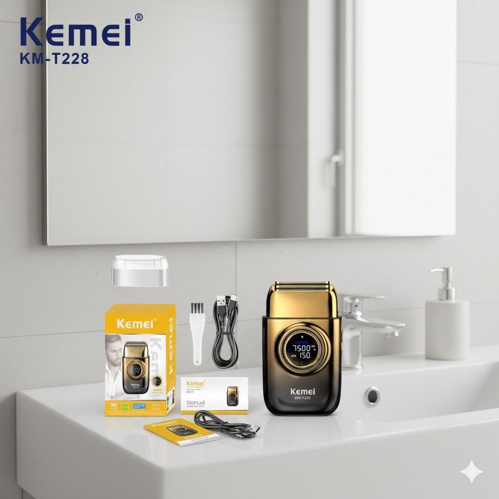 ماشین اصلاح کیمی مدل KM-T228 با تکنولوژی برش مستقیم و ضد آب